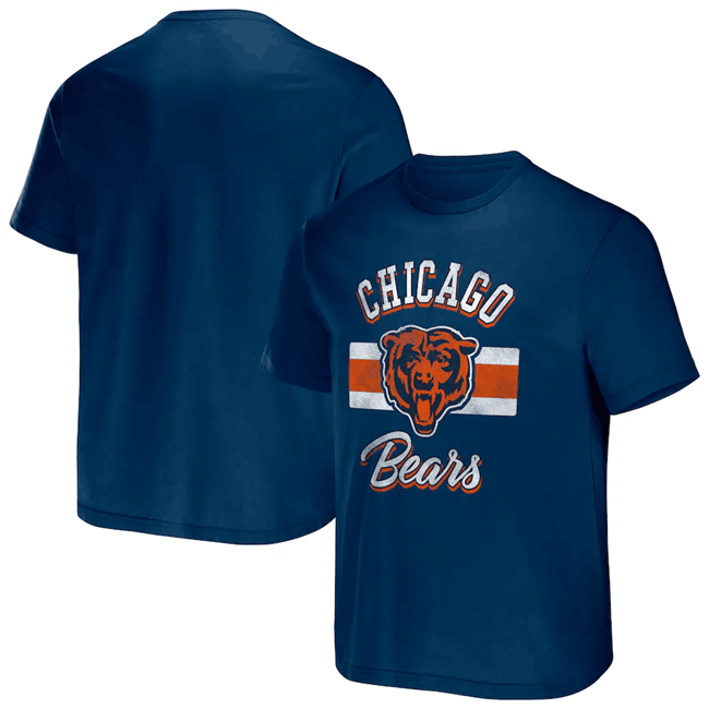 Men's Chicago Bears Navy x Darius Rucker Collection Stripe T-Shirt - Click Image to Close